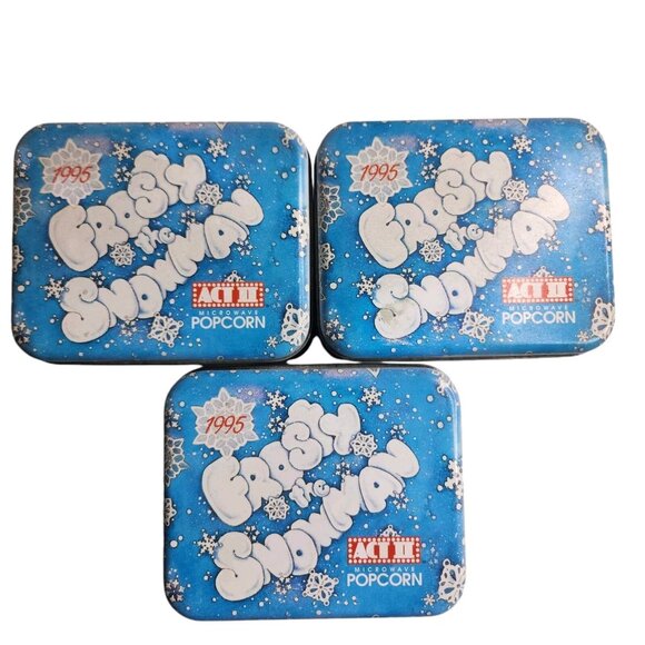 Vintage 1995 Act II Popcorn Christmas Eve Empty Tins Frosty The Snowman - Picture 3 of 9